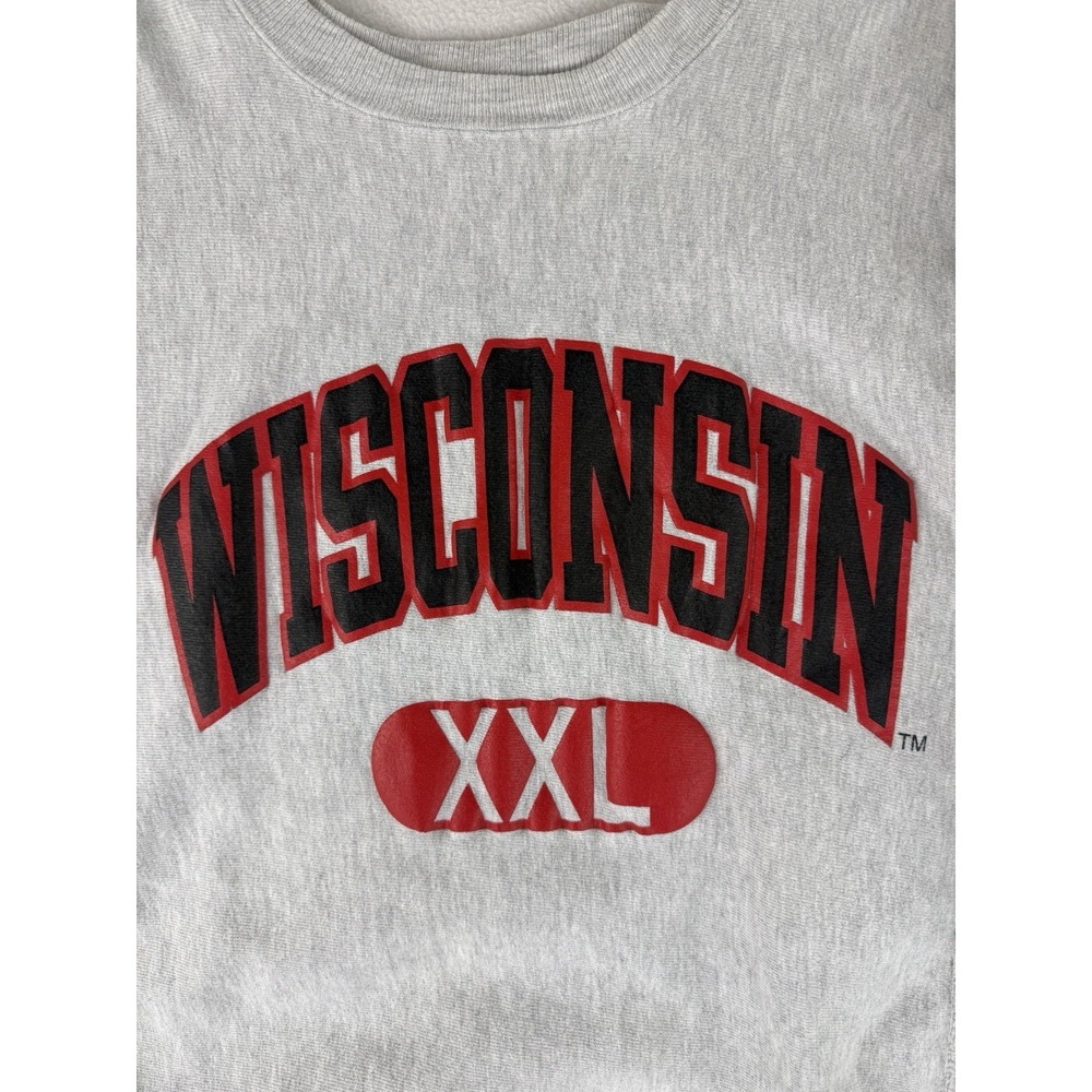 VTG Champion Reverse Weave‎ Wisconsin Badgers Crewneck Medium Gray Made in USA - Picture 4 of 9